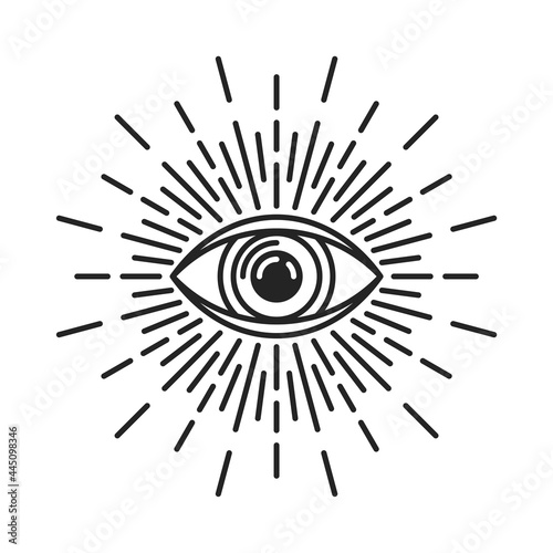 Masonic Eye of Providence Sign on White Background. Vector