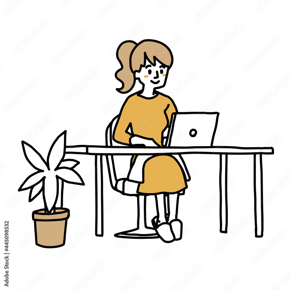 パソコンで作業をしている女性 パソコンで作業をしている女性