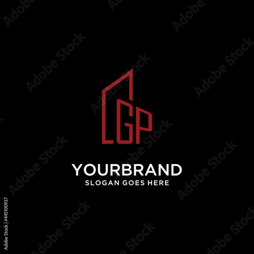 GP initial monogram with building logo design