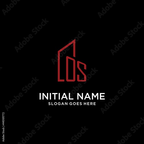 OS initial monogram with building logo design