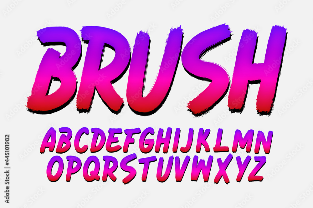 Set of brush paint font style