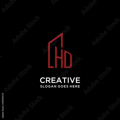 HD initial monogram with building logo design