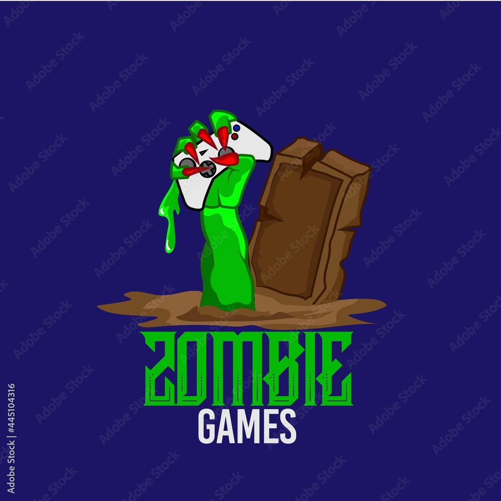 Logo emblem hand of zombie rise from the death and play games for ...