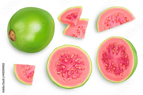 Foto Guava fruit with slices isolated on white background with clipping path and full depth of field