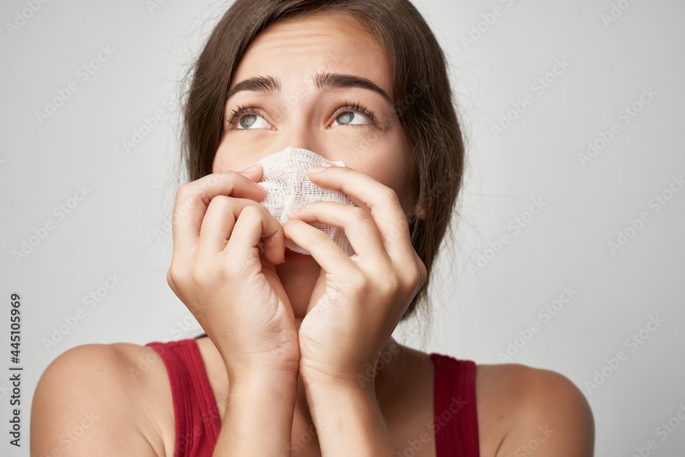 cold woman with handkerchief health problems virus cold woman with handkerchief health problems virus