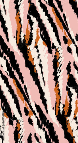 Striped tiger skin texture, Pastel animal print background, modern ornament print terracotta artwork