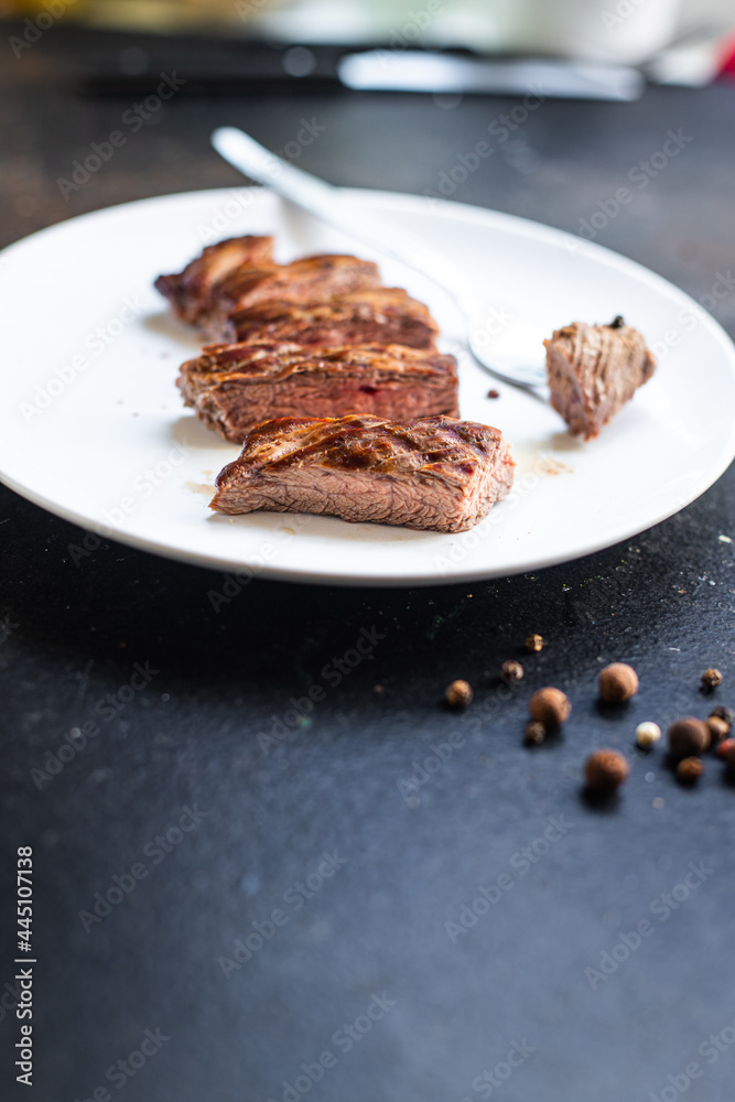 beef steak juicy meat grilled barbecue B-B-Q on the table, healthy meal snack copy space food background rustic top view beef steak juicy meat grilled barbecue B-B-Q on the table, healthy meal snack copy space food background rustic top view