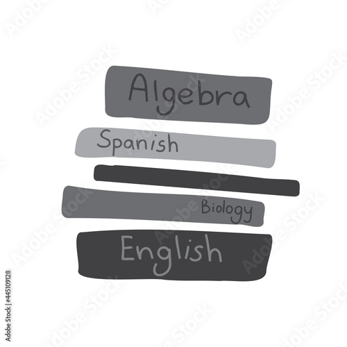 Isolated vector black and white grey illustration design tile of textbooks 