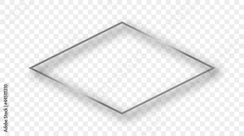 Silver glowing rhombus shape frame with shadow photo