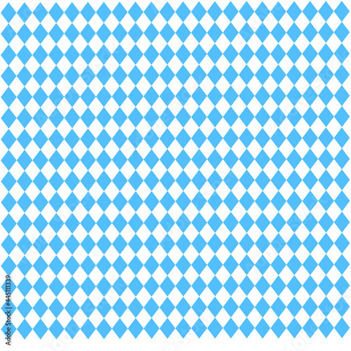 Seamless geometric pattern with rhombuses.Diamond and square wallpaper.Blue background.Abstract backdrop.Oktoberfest pattern.Flat design.Bavarian flag.Vector illustration for decoration.