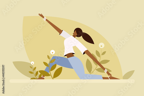 Illustration of a young girl doing Yoga in the outdoor