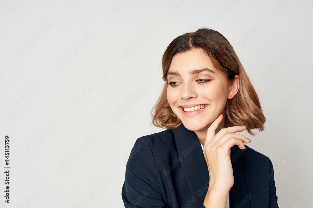 cheerful business woman in a suit work documents official Professional cheerful business woman in a suit work documents official Professional