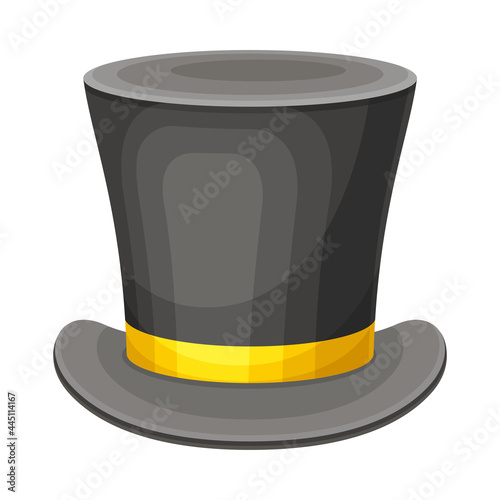 Top Hat with Yellow Ribbon as Party Birthday Photo Booth Prop Vector Illustration