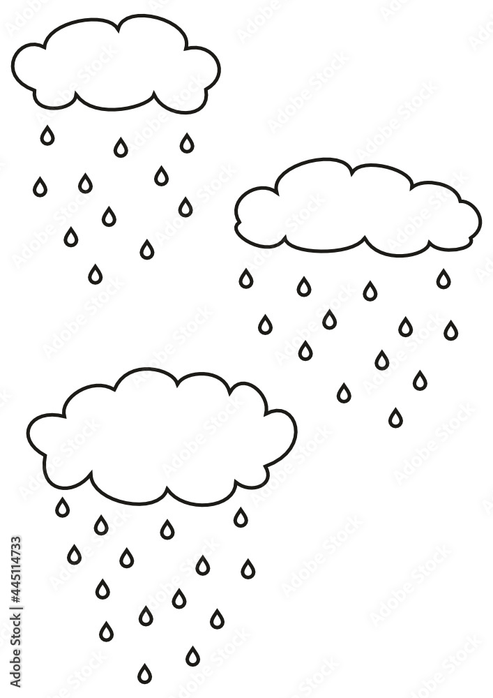 Set of clouds in cartoon style, rainy clouds, cloud outlines, vector clouds drawing Set of clouds in cartoon style, rainy clouds, cloud outlines, vector clouds drawing