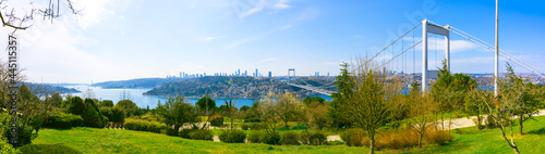 Panoramic view of Fatih Sultan Mehmet Bridge and Cityscape of Istanbul © senerdagasan