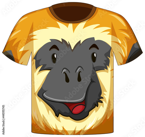 Front of t-shirt with face of gibbon pattern