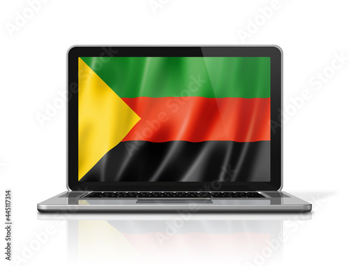 Azawad MNLA flag on laptop screen isolated on white. 3D illustration photo