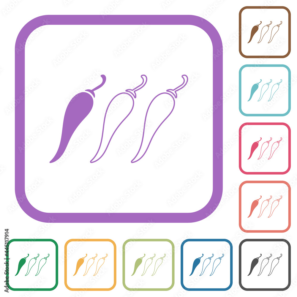 Mild chili pepper level simple icons Mild chili pepper level simple icons