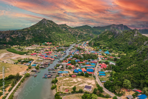 Bild auf Leinwand Bang Pu fishing Village in Sam Roi Yot national park, Prachuap Khiri Khan, Thail