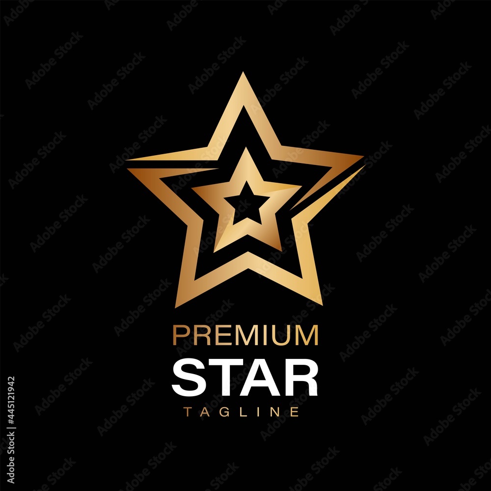 Obraz premium Luxury Star Logo Design. With premium gold color on black background