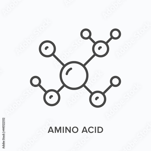 Amino acid flat line icon. Vector outline illustration of structural formula. Black thin linear pictogram for molecule photo