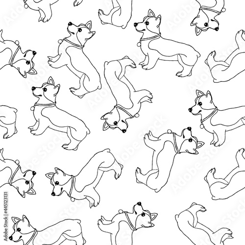 Doodle is a cute corgi dog on a white background.Vector animal can be used in coloring pages,textiles, and labels.postcards,book illustrations.