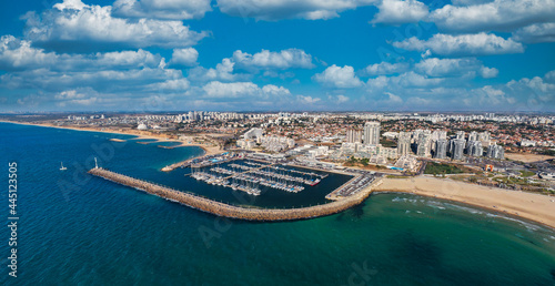 Panorama view of Ashkelon City aerial view