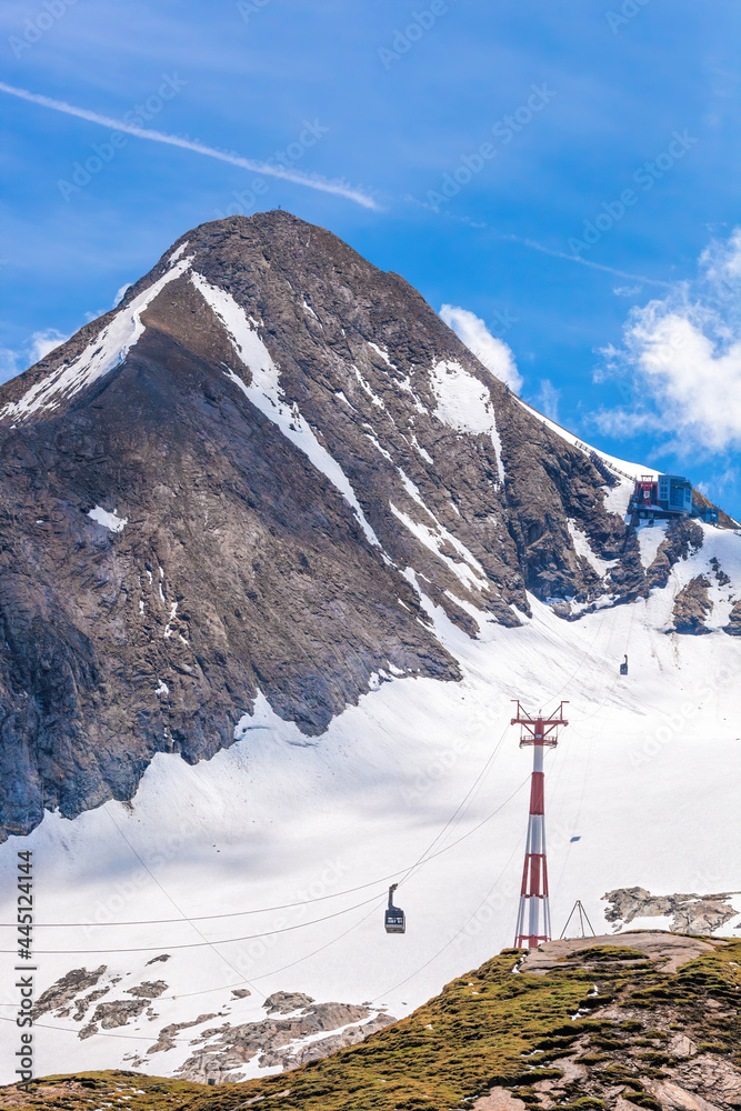 Panorama of ski resort glacier Kitzsteinhorn in Kaprun, Zell am See, during summer time in Austria
