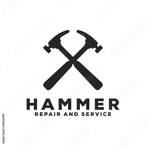 crossed hammer logo Hammer Logo Illustration. crossed Homer Logo Design Template.