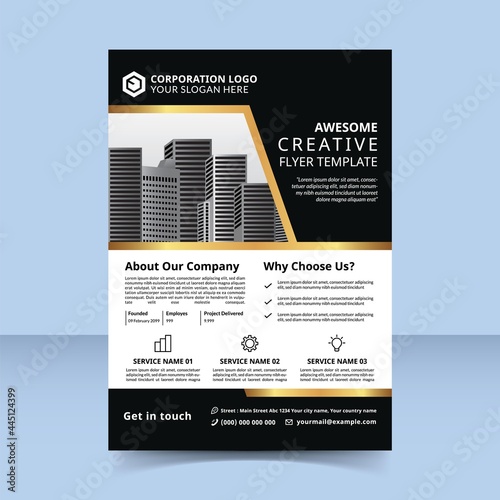 Flyer_025awesome creative flyer template black gold design