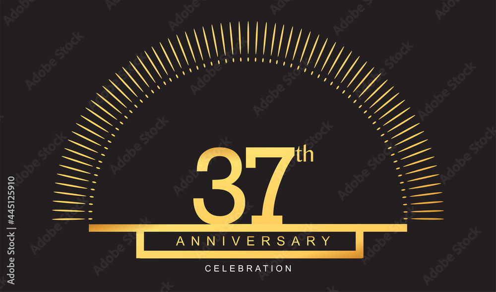 37th years golden anniversary logo celebration with firework elegant design for anniversary celebration.