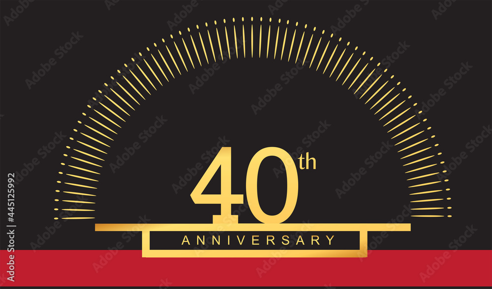 Naklejka premium 40th years golden anniversary logo celebration with firework elegant design for anniversary celebration.