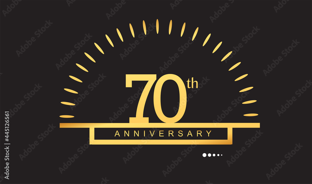 Naklejka premium 70th years golden anniversary logo celebration with firework elegant design for anniversary celebration.