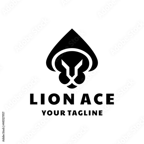 Double Meaning Logo Design Combination of Ace card and Lion