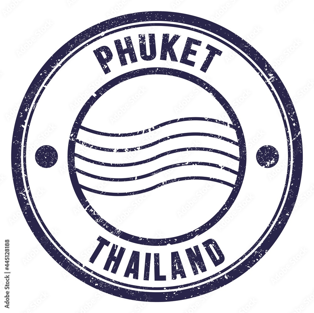 PHUKET - THAILAND, words written on strong blue postal stamp
