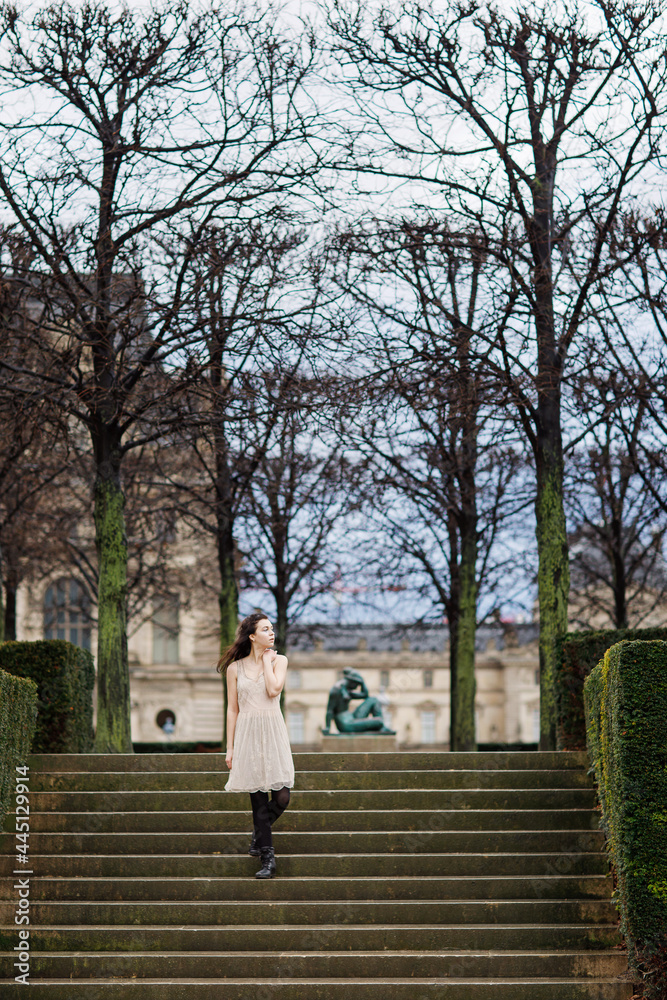 Fototapeta premium Beautiful brunette girl in Paris