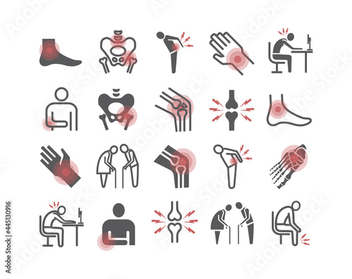 Obraz na płótnie Joint pain. Icons set. Vector signs for web graphics.