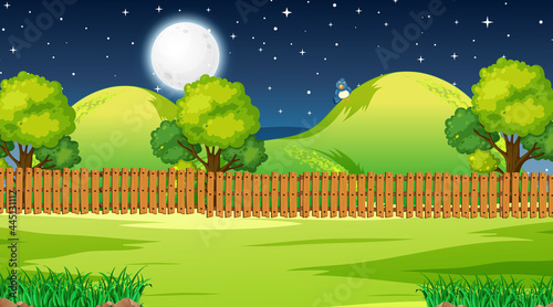 Blank nature park landscape at night scene