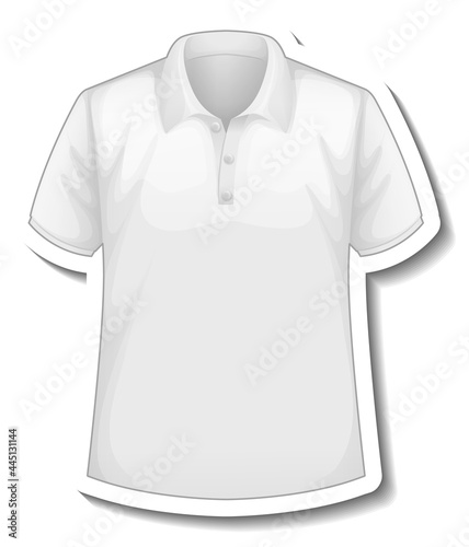 A sticker template with front of white polo shirt isolated