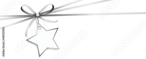 gold ribbon bow with christmas star hang tag