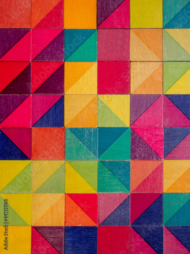 colored woode cubes forming a full texture - close up