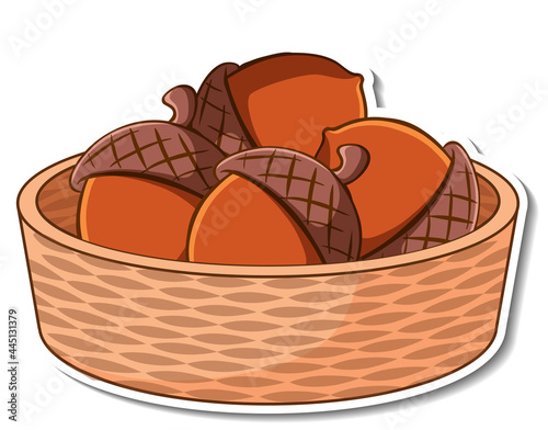 Sticker basket with many acorns