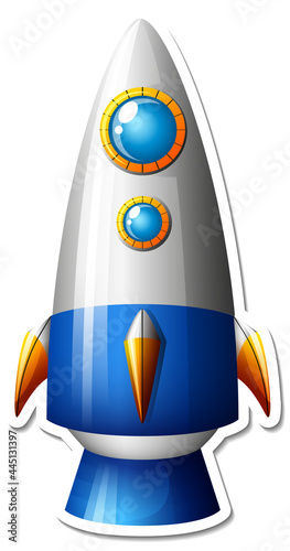 A sticker template with Space Ship Cartoon isolated