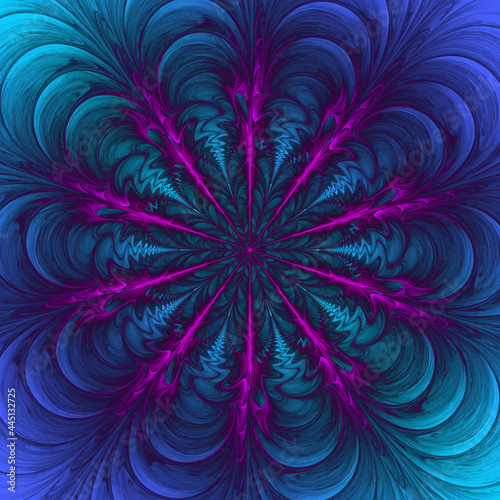 3d effect - abstract polygonal pink blue fractal pattern 