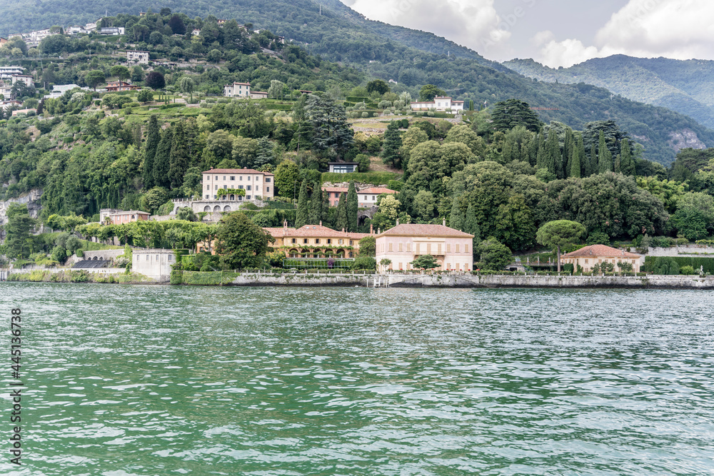 steep cableway at lake shore, Como, Italy
