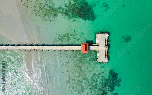Aerial view of Bang Bao Pier and the lighthouse in koh Chang, Trat, Thailand © pierrick