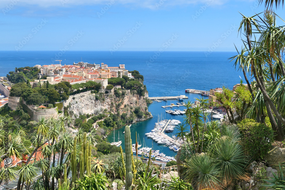 Monaco prince's palace hill and Mediterranean sea view