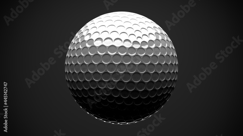White golf ball isolated on gray background. 3d illustration for background.