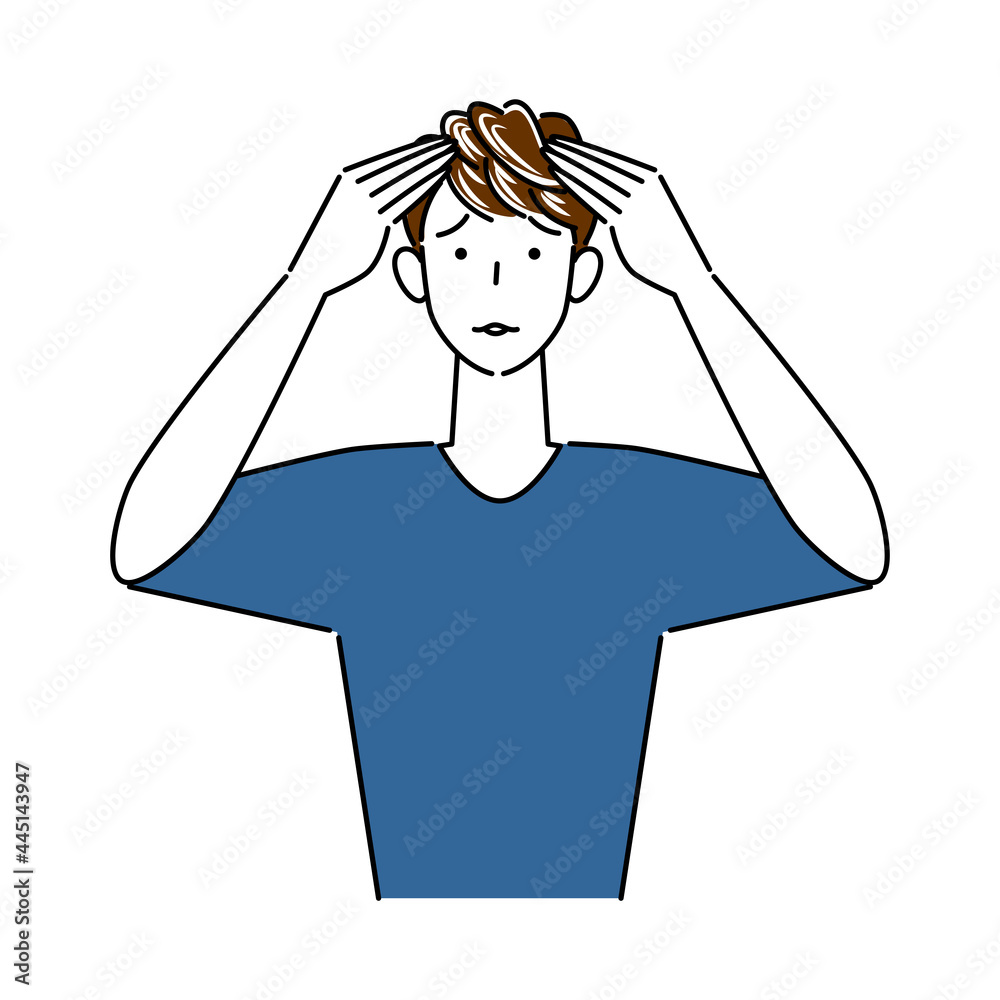 ヘアケア 頭頂部の薄毛と生え際の白髪が目立ってきて困り顔の可愛い男性 イラスト シンプル ベクター Hair Care A Cute Man With A Troubled Face Due To Thinning Hair On The Top Of His Head And Gray Hair At The Hairline Simple Illustration ヘアケア 頭頂部の薄毛と生え際の白髪が目立ってきて困り顔の可愛い男性 イラスト シンプル ベクター Hair Care A Cute Man With A Troubled Face Due To Thinning Hair On The Top Of His Head And Gray Hair At The Hairline Simple Illustration