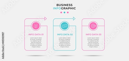 Vector Infographic design illustration business template with icons and 3 options or steps. Can be used for process diagram, presentations, workflow layout, banner, flow chart, info graph